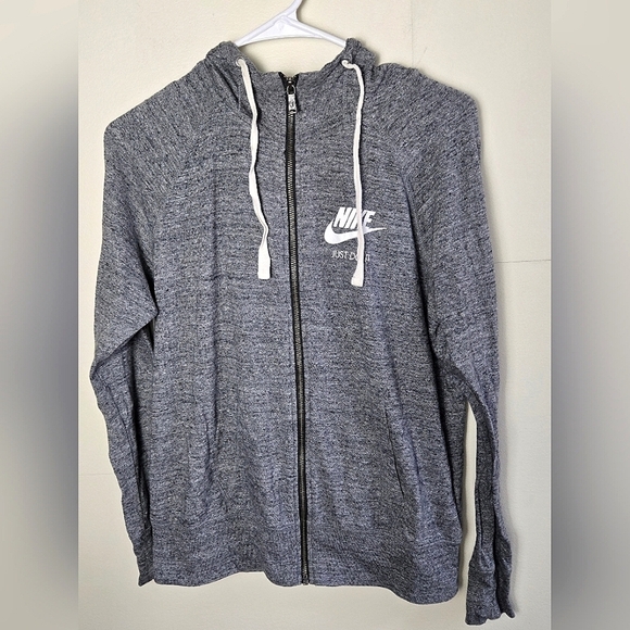 Vintage 90's Women's Nike Blue Label Full Zip Lightweight Hoodie, Size Medium - Picture 1 of 5